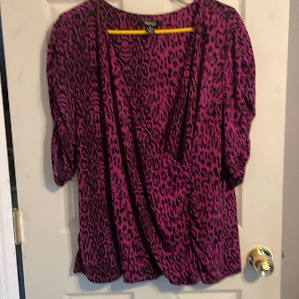 Animal print cross front blouse